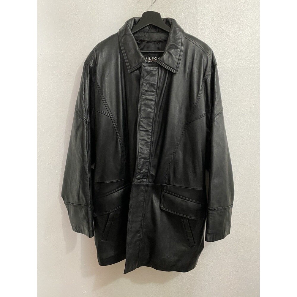 Wilson’s Black Leather Full Zip Leather Jacket, Waist Tie XL